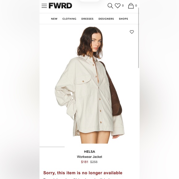 Helsa Tops - Helsa workwear jacket, ecru beige, size small